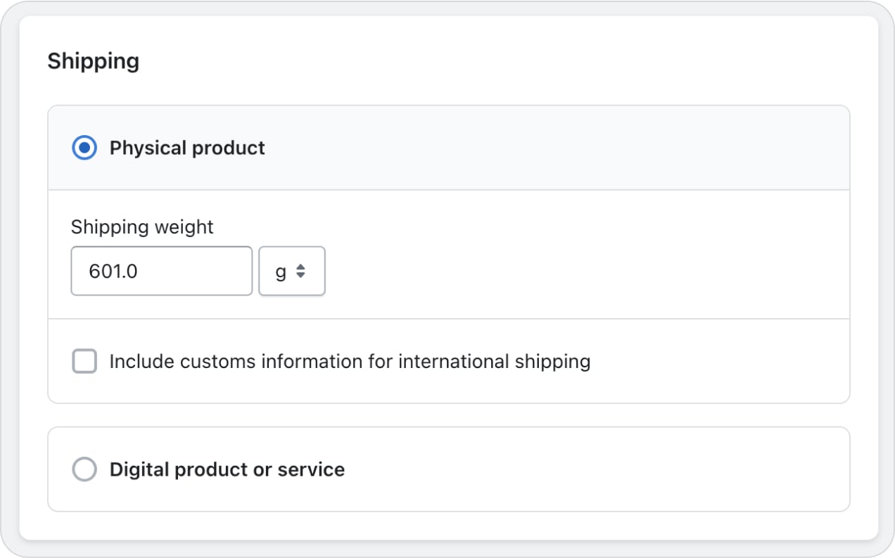 Instabox Shopify product settings