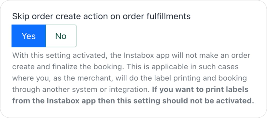 Instabox Shopify skip order create action