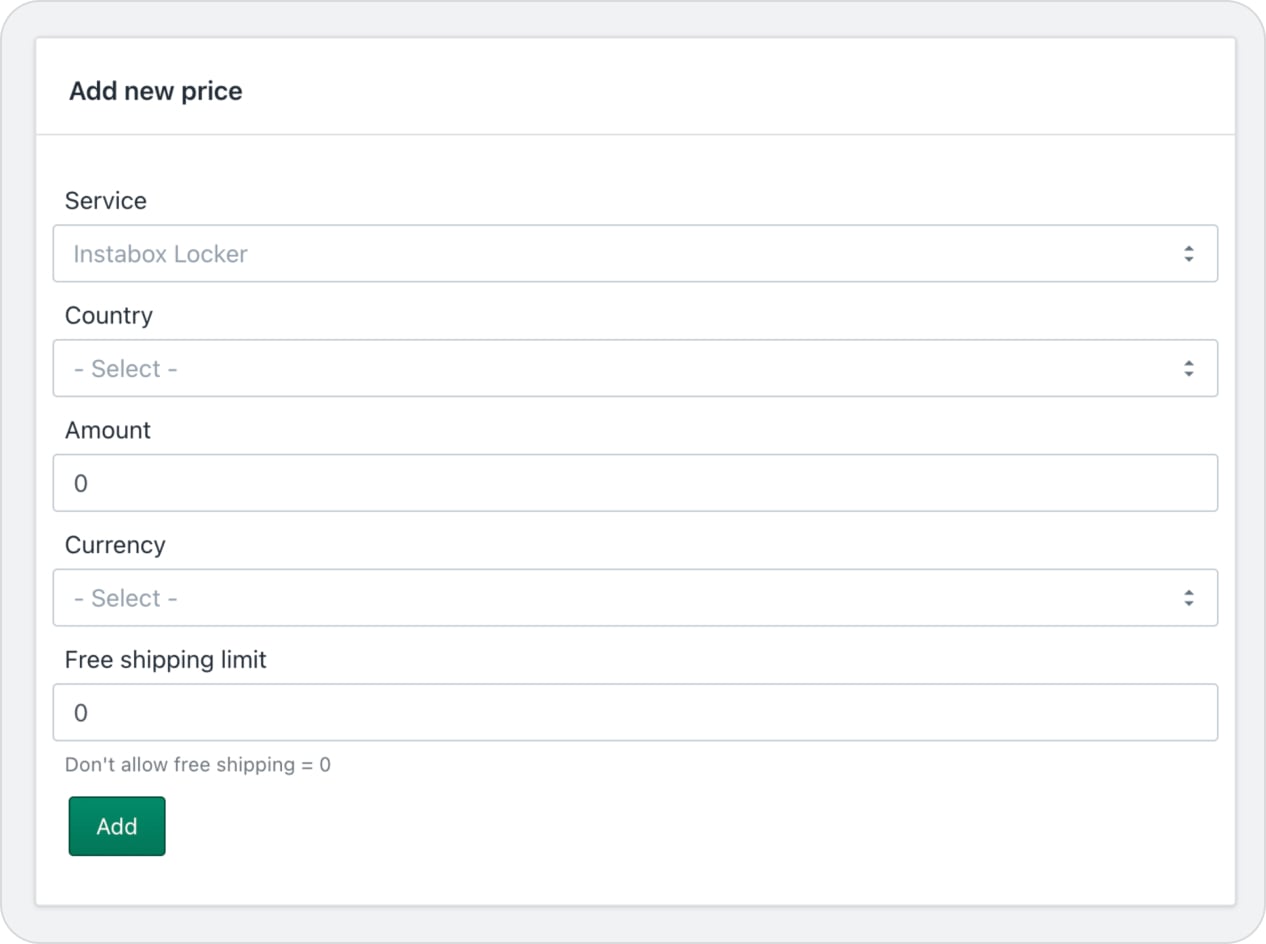 Instabox Shopify add new price